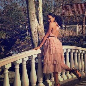 High Neck Tiered Tulle Dress